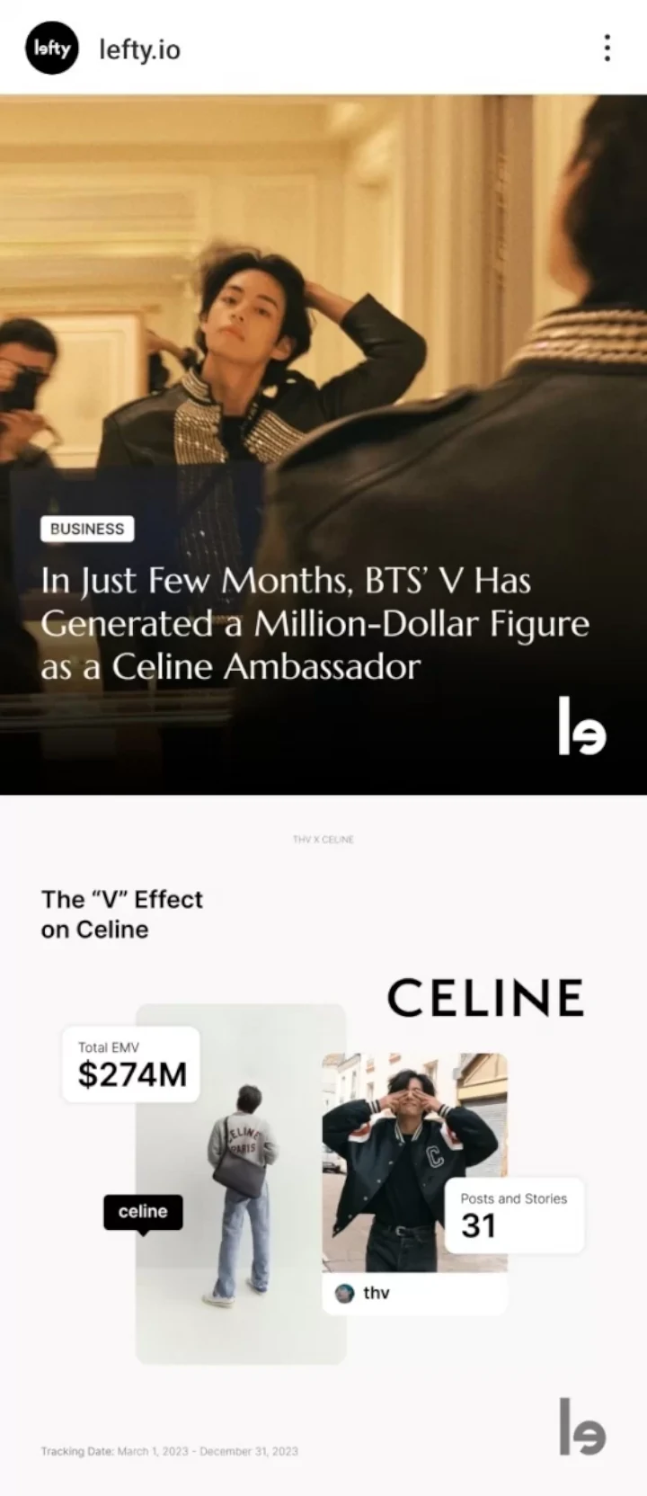 V BTS Hasilkan EMV Sebesar 4,2 Triliun Sebagai Duta Celine