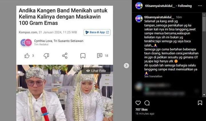 Andika Kangen Band Diramal Titisan Nyai Kidul Bakal Cerai untuk yag Kelima Kalinya