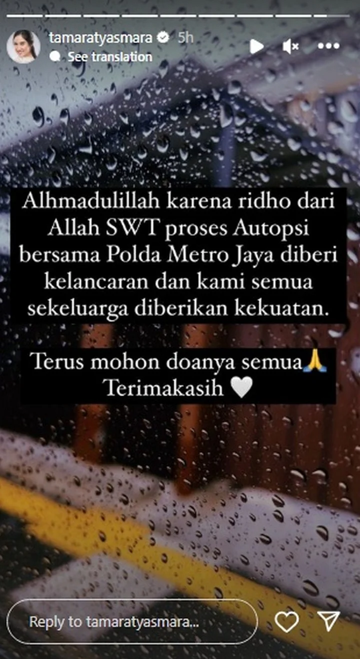 Tamara Tyasmara Bersyukur Autopsi Anak Lancar