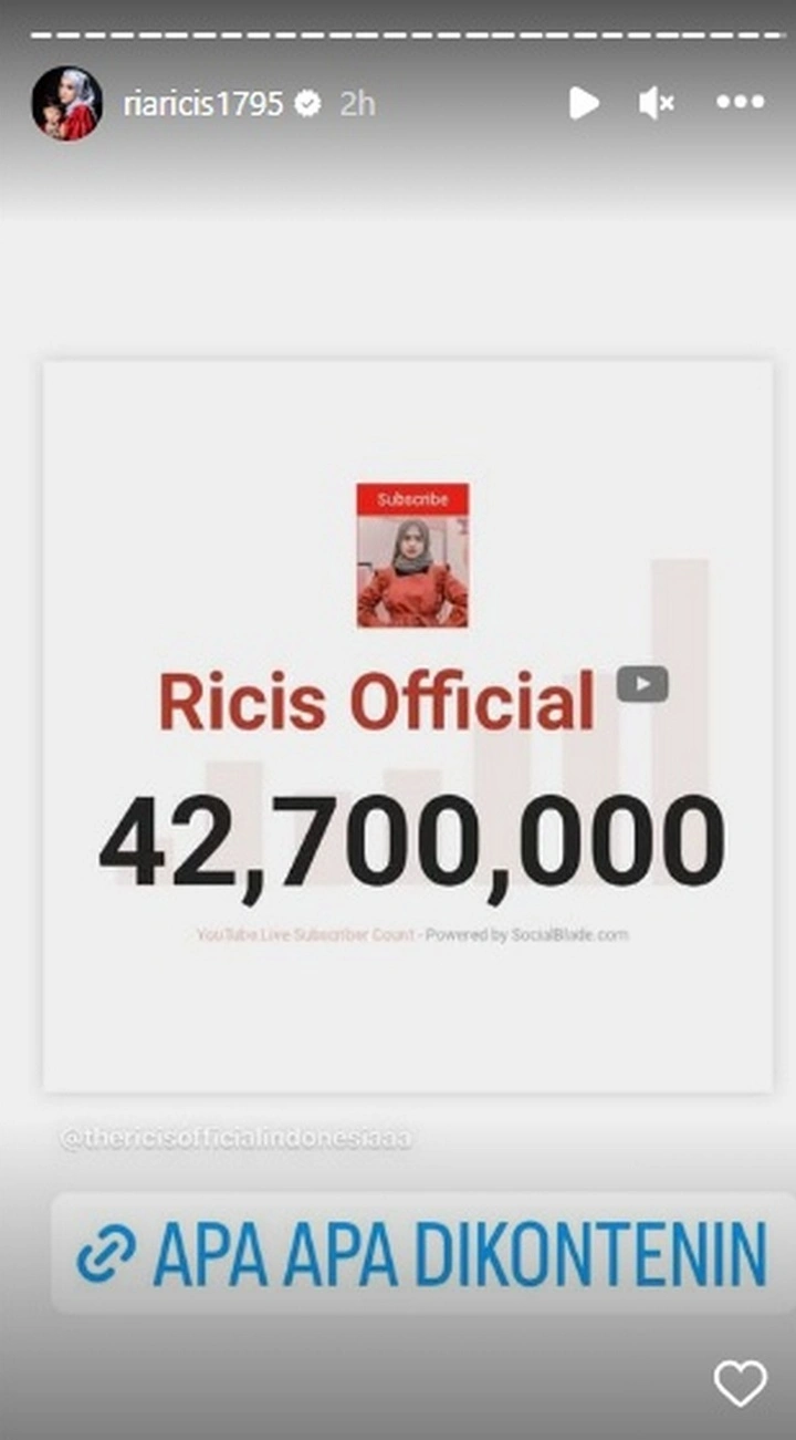 Ria Ricis Pamer Jumlah Subscribers