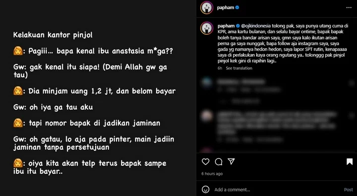 papham Geram Kena Teror Pinjol