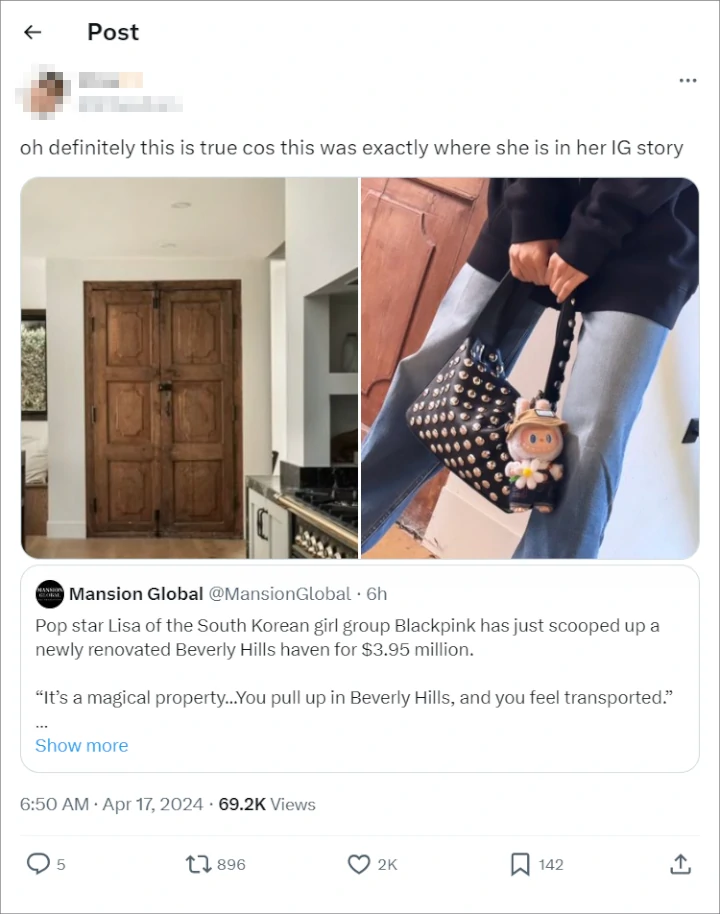 Lisa BLACKPINK Pernah Pamerkan Interior Rumah Baru di Beverly Hills Seharga 4 Juta USD