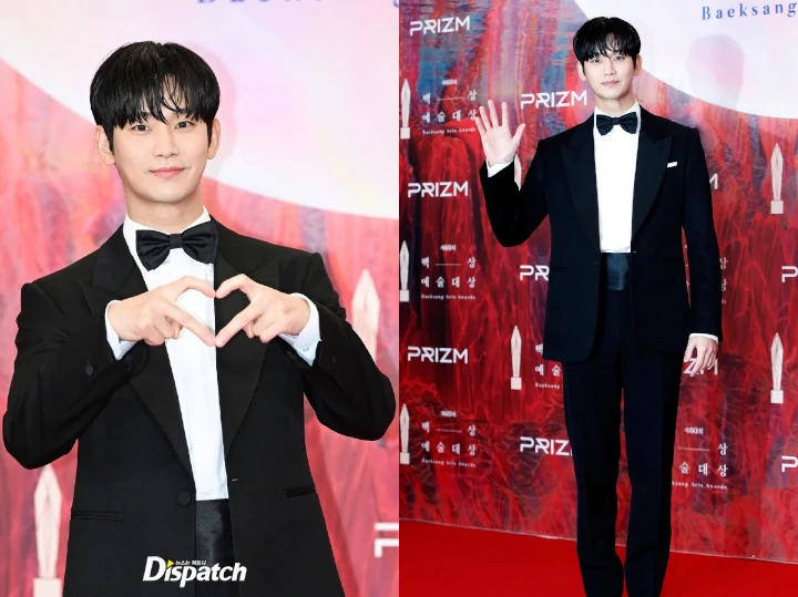 Kim Soo Hyun Tampil Plek Ketiplek Baek Hyun Woo di Red Carpet Baeksang Arts Awards 2024
