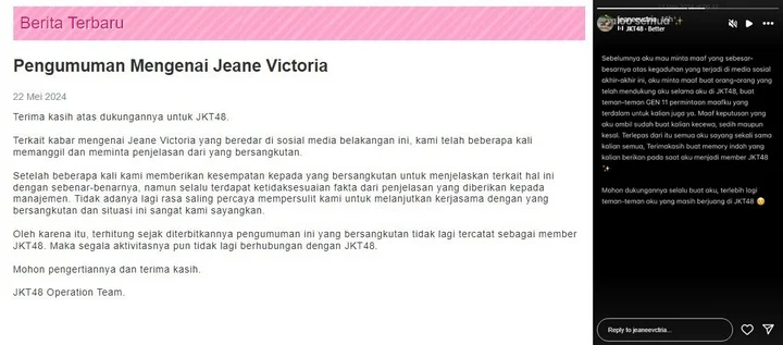 Jeane Victoria Didepak dari JKT48