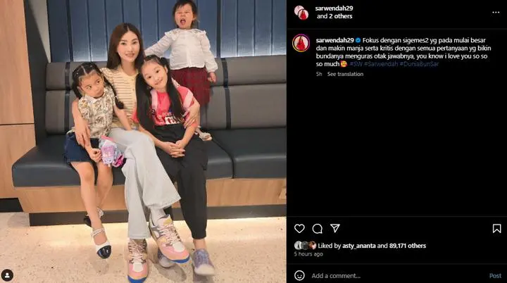 Sarwendah Fokus Urus Anak