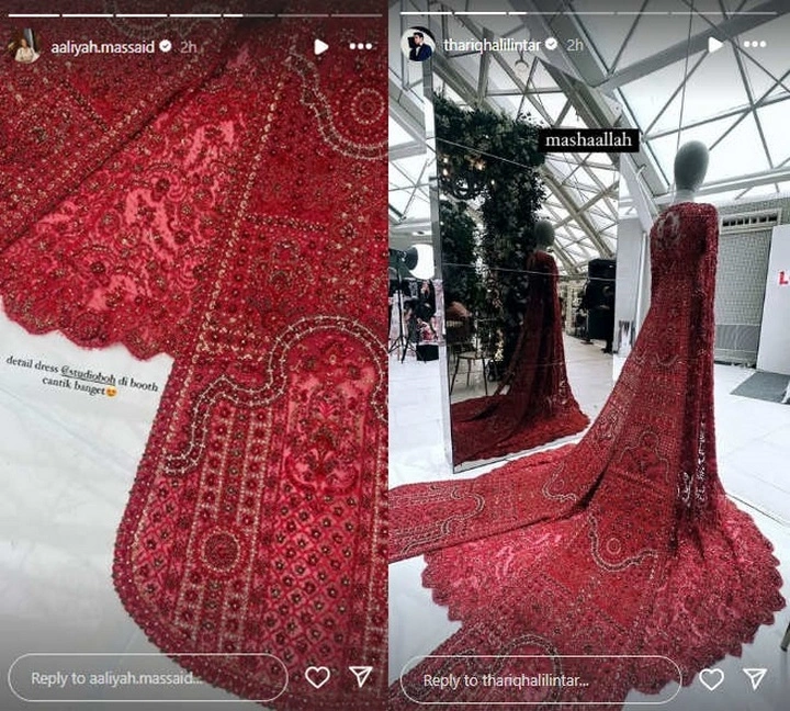 Aaliyah Massaid Pamer Gaun Pengantin