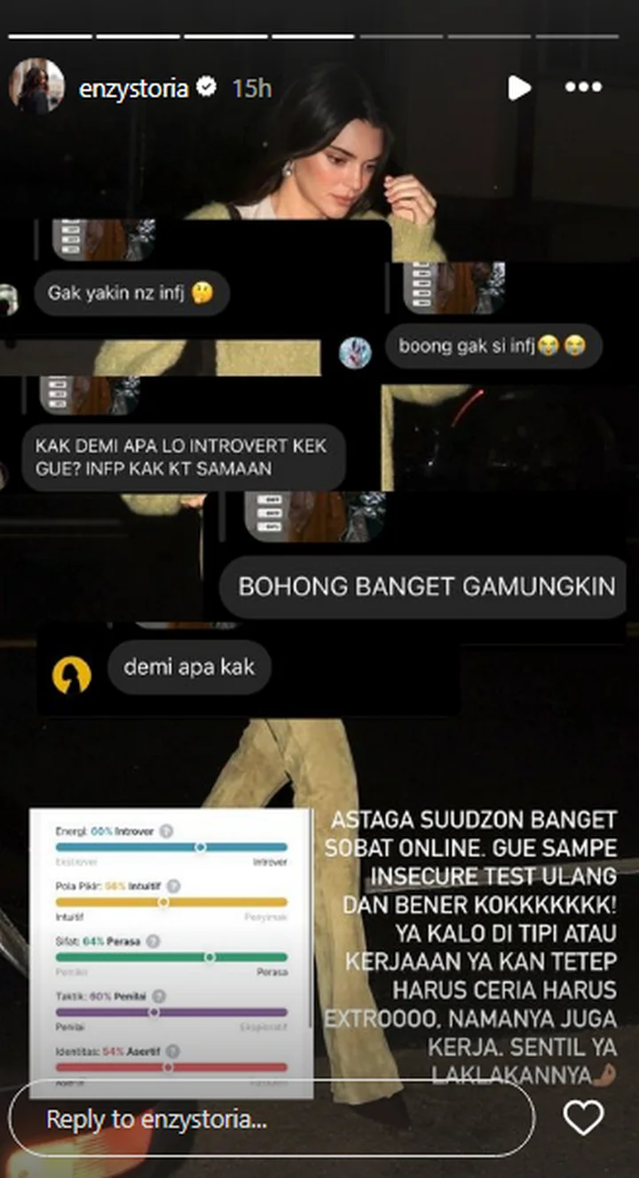 Enzy Storia Dianggap Bohong sampai Lakukan Tes Psikologi Ulang