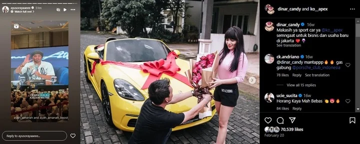 Dinar Candy vs Eks Istri Ko Apex