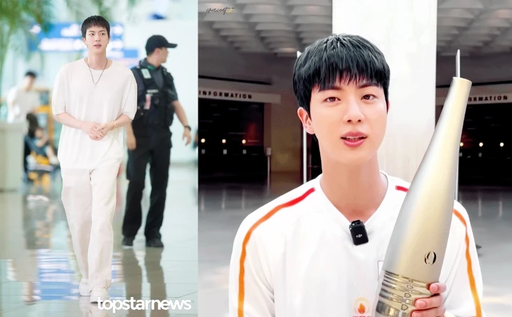 Jin BTS Diduga Pakai Rambut Palsu Saat Estafet Obor Olimpiade Paris 2024