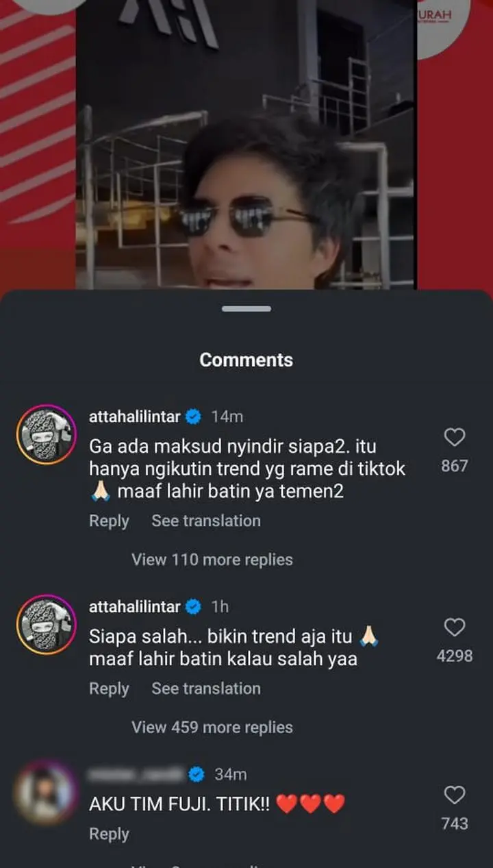 Klarifikasi Atta Halilintar Soal Dugaan Sindir Fuji An