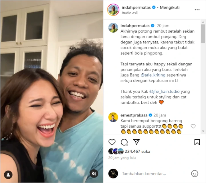 Indah Permatasari Ganti Gaya Rambut
