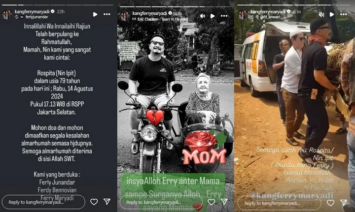 Ibu Ferry Maryadi Meninggal Dunia