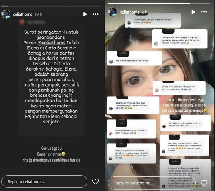 Celia Thomas Terima Surat Peringatan dari Netizen