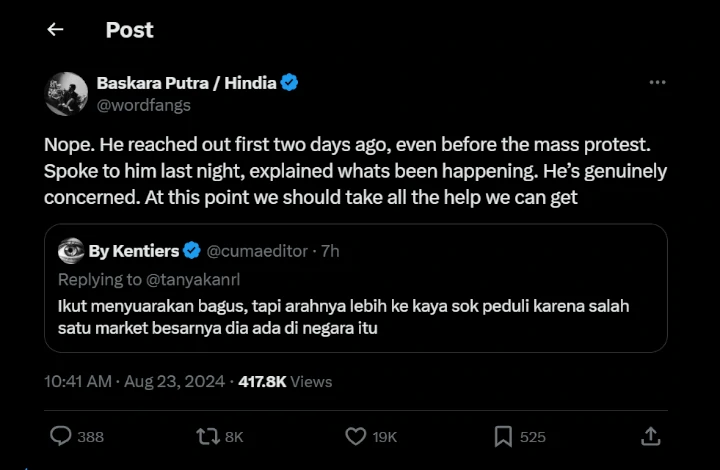 Jae Park DAY6 Sampaikan Simpati ke Indonesia Lewat Baskara Putra sebelum Ada Demonstrasi