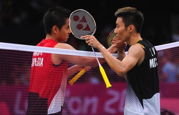 Gambar Foto Simon Santoso vs Lee Chong Wei di Laga Badminton Indonesia Melawan Malaysia di Olimpiade 2012