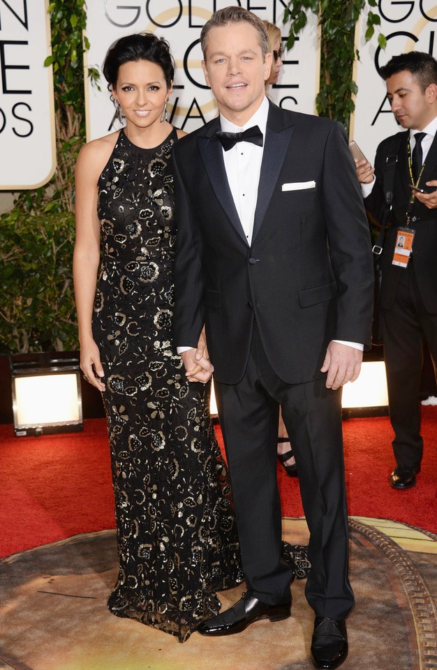 Gambar Foto Matt Damon dan Istrinya di Red Carpet Golden Globe Awards 2014