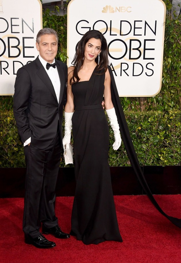 Gambar Foto George Clooney dan Amal Alamuddin di Red Carpet Golden Globe Awards 2015