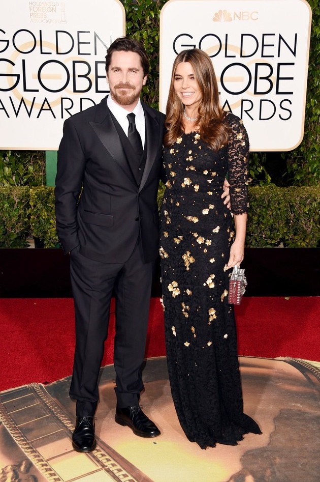 Gambar Foto Christian Bale dan Sibi Bale di Red Carpet Golden Globes Awards 2016
