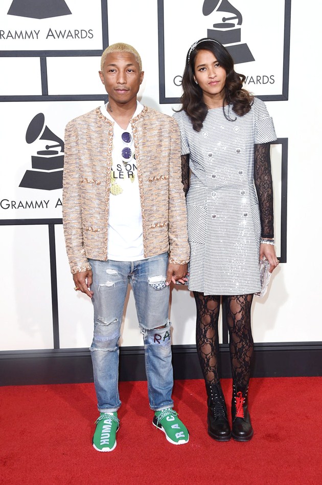 Gambar Foto Pharrell Williams dan Helen Lasichanh di Red Carpet Grammy Awards 2016