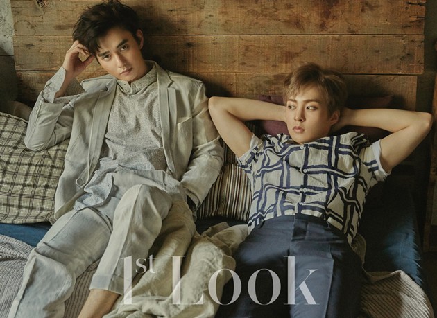 Gambar Foto Yoo Seung Ho dan Xiumin EXO di Majalah 1st Look Vol. 114