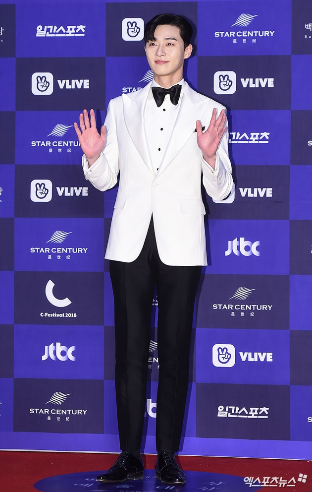 Gambar Foto Park Seo Joon datang sebagai nominasi pemenang Best Actor TV di Baesang Art Awards 2018.