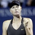 Reaksi Maria Sharapova (Rusia) usai mengalahkan Daniela Hantuchova (Slovakia)