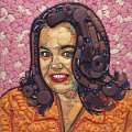 Potret Rosie O'Donnell dari bahan berbagai jenis makanan ringan