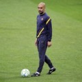 Pep Guardiola saat Training Session UEFA Champions League