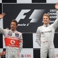 Jenson Button, Nico Rosberg dan Lewis Hamilton di Podium GP F1 China 2012