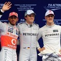Lewis Hamilton, Nico Rosberg dan Michael Schumacher di Kualifikasi GP F1 China 2012