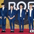 Giliran B.A.P mempesona dibalut setelan jas di red carpet Busan One Festival 2017.