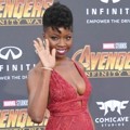 Danai Gurira menyapa awak media di global premiere film 'Avengers: Infinity War'.
