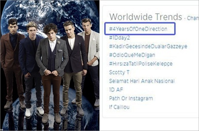 One Direction Jadi Trending Topik Dunia di Ultah ke-4