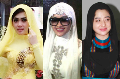 Syahrini, Julia Perez dan Dewi Persik Ketularan Gaya Jilboobs