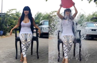 Julia Perez Tantang Agnes Monica dan Diego Michiels di Ice Bucket Challenge