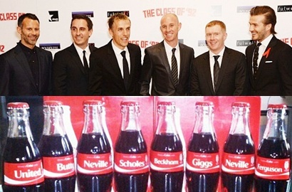 Nama David Beckham dan Member Class of 92 Dipasang di Label Botol Coca Cola