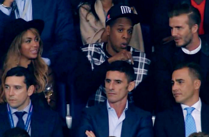 Beyonce, Jay-Z dan David Beckham Nonton Pertandingan Bola Bersama