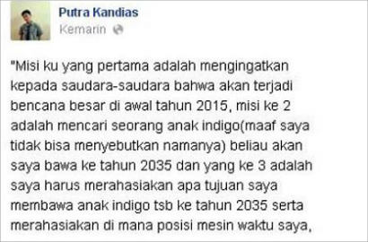Ngaku Datang dari Tahun 2035, Putra Kandias Hebohkan Netter