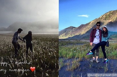 Aurel Hermansyah dan Tommy Rayakan 4 Bulan Jadian di Gunung Bromo