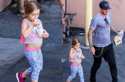 Lucunya Harper Saat Digendong Manja David Beckham