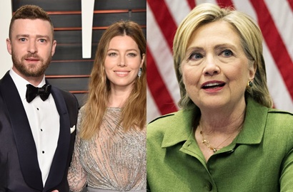 Bikin Iri, Justin Timberlake dan Istri Pamer Foto Kocak Bareng Calon Presiden AS Hillary Clinton