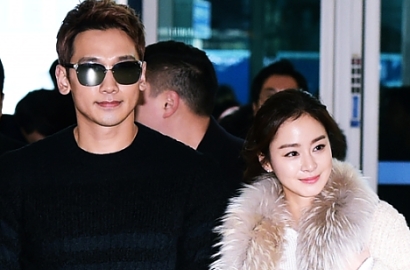 Bulan Madu ke Bali, Rain Gandeng Mesra Kim Tae Hee di Bandara