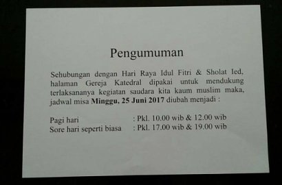 Hormati Muslim Sholat Ied, Gereja Katedral Ubah Jadwal Misa Jadi Sorotan
