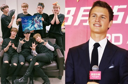 Ansel Elgort Adu Ganteng Bareng BTS, V Bikin Salfok Pakai Batik?