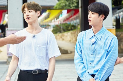 Gantengnya Wajah Ngakak Jungkook dan Jin BTS di 'Let's Eat Dinner Together'